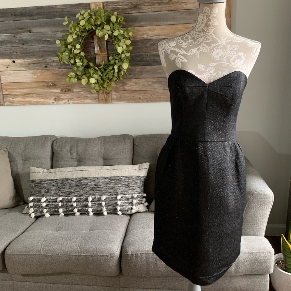 Milly Sweeheart Strapless Metallic Bodice Dress